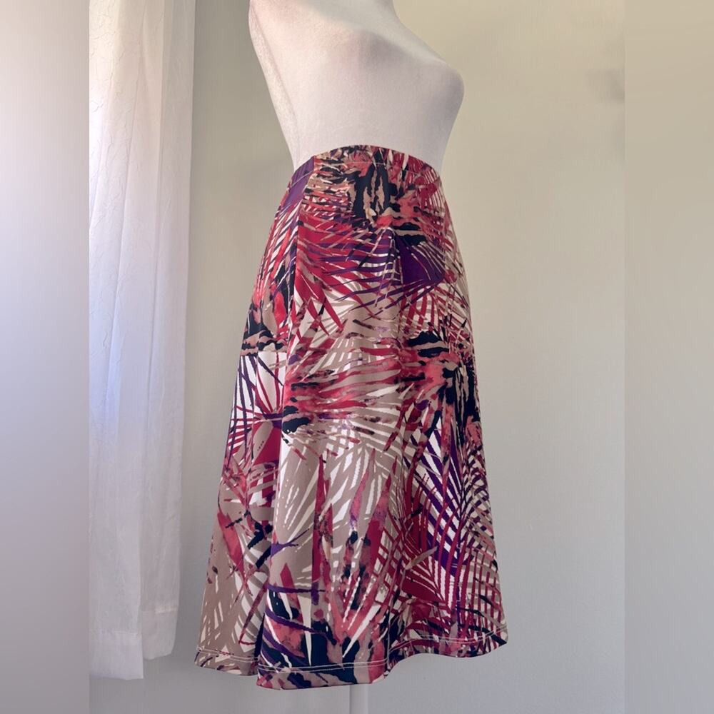 212 Collection Multicolored Tropical Print Lightweight Stretch Knee Length Skirt